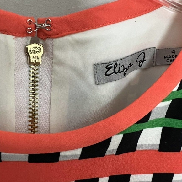 Eliza J Shift Dress Geometric Multicolor Abstract Print Long Sleeve US 4 Small - Picture 6 of 7